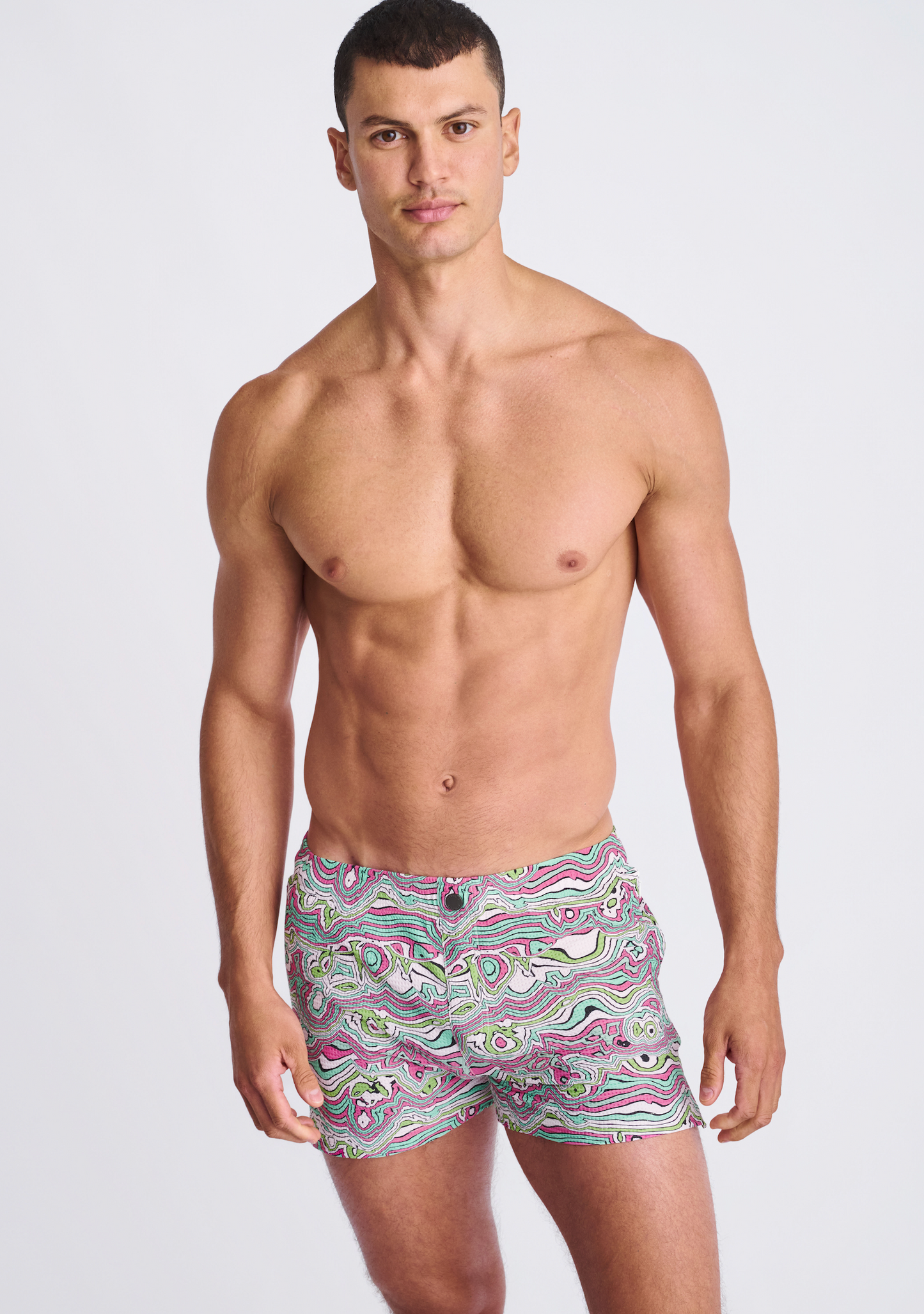 Postmarc Blush Swirls Seersucker Swim Short