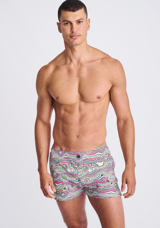 Postmarc Blush Swirls Seersucker Swim Short
