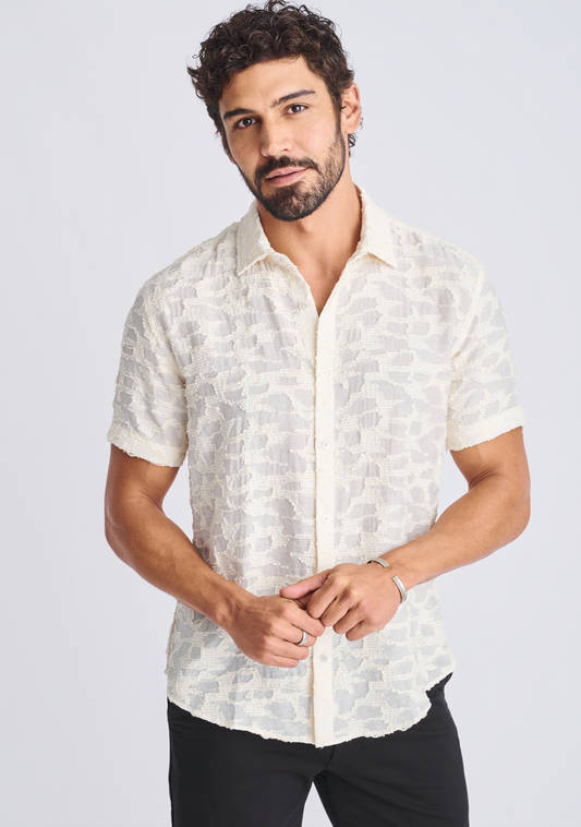 Postmarc Cream Jacquard SS Shirt
