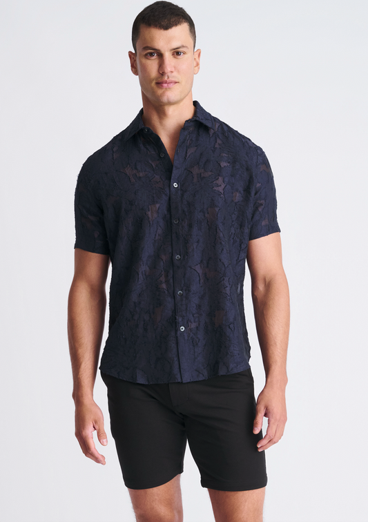 Postmarc Navy Lightweight Jacquard SS Shirt