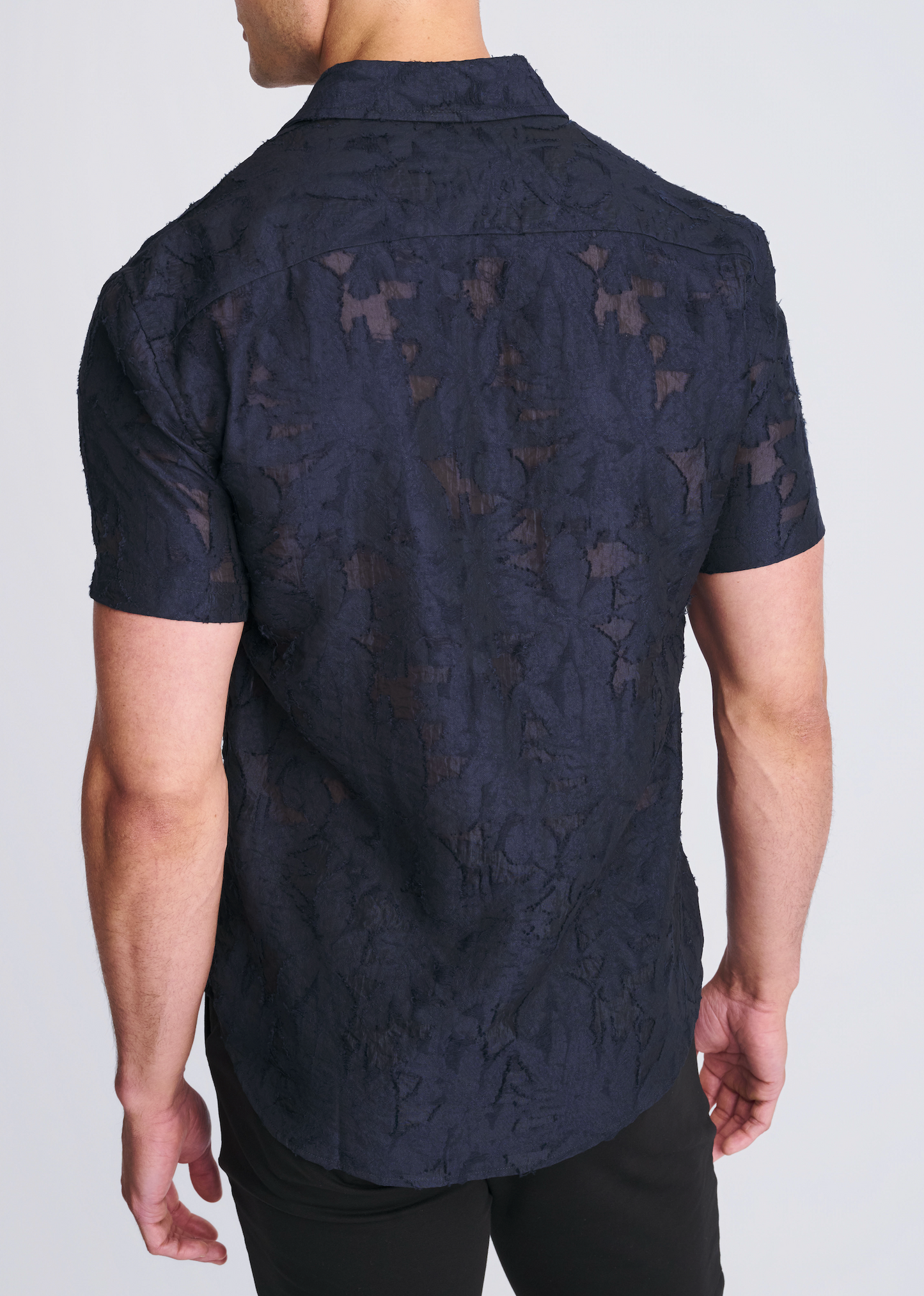 Postmarc Navy Lightweight Jacquard SS Shirt