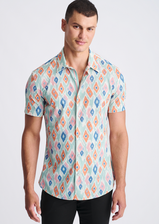 Postmarc Mint/Coral Diamond Performance SS Shirt