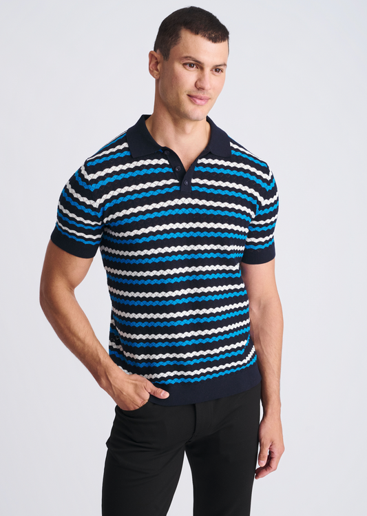 Postmarc Peacock Wavy Textured Cotton SS Shirt