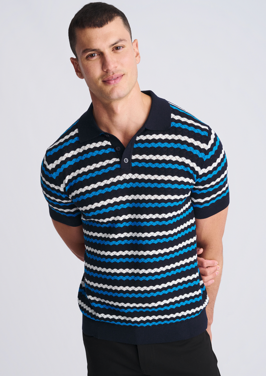 Postmarc Peacock Wavy Textured Cotton SS Shirt