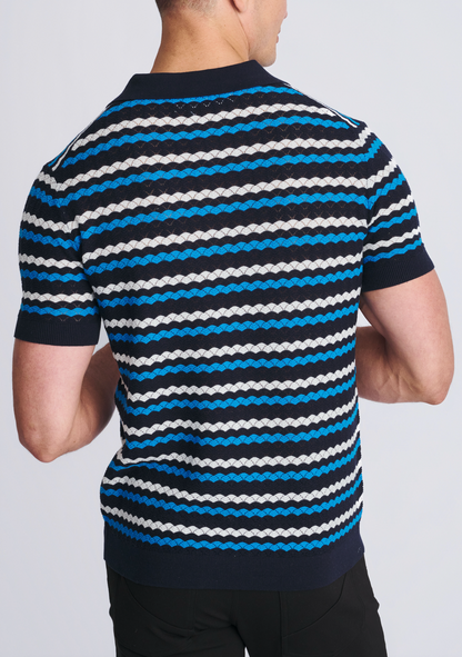 Postmarc Peacock Wavy Textured Cotton SS Shirt