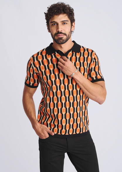 Postmarc Orange Retro Chain Jacquard SS Shirt