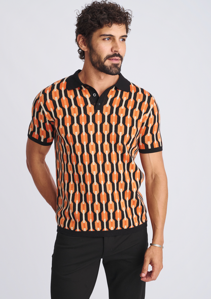 Postmarc Orange Retro Chain Jacquard SS Shirt