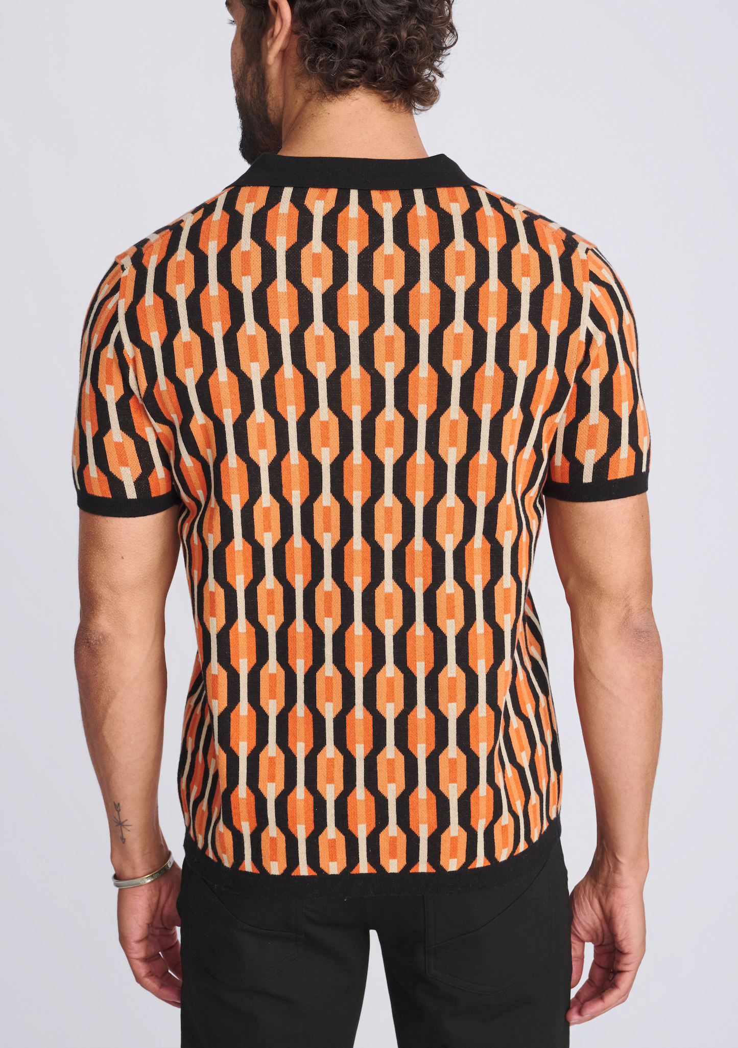 Postmarc Orange Retro Chain Jacquard SS Shirt