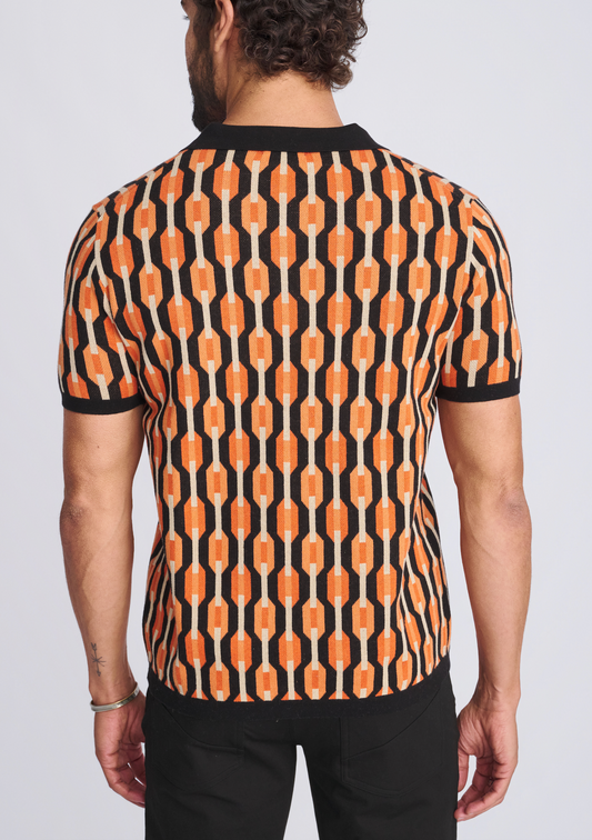 Postmarc Orange Retro Chain Jacquard SS Shirt