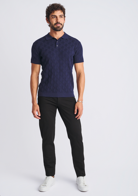 Postmarc Navy Silk/Tencel Knit Polo