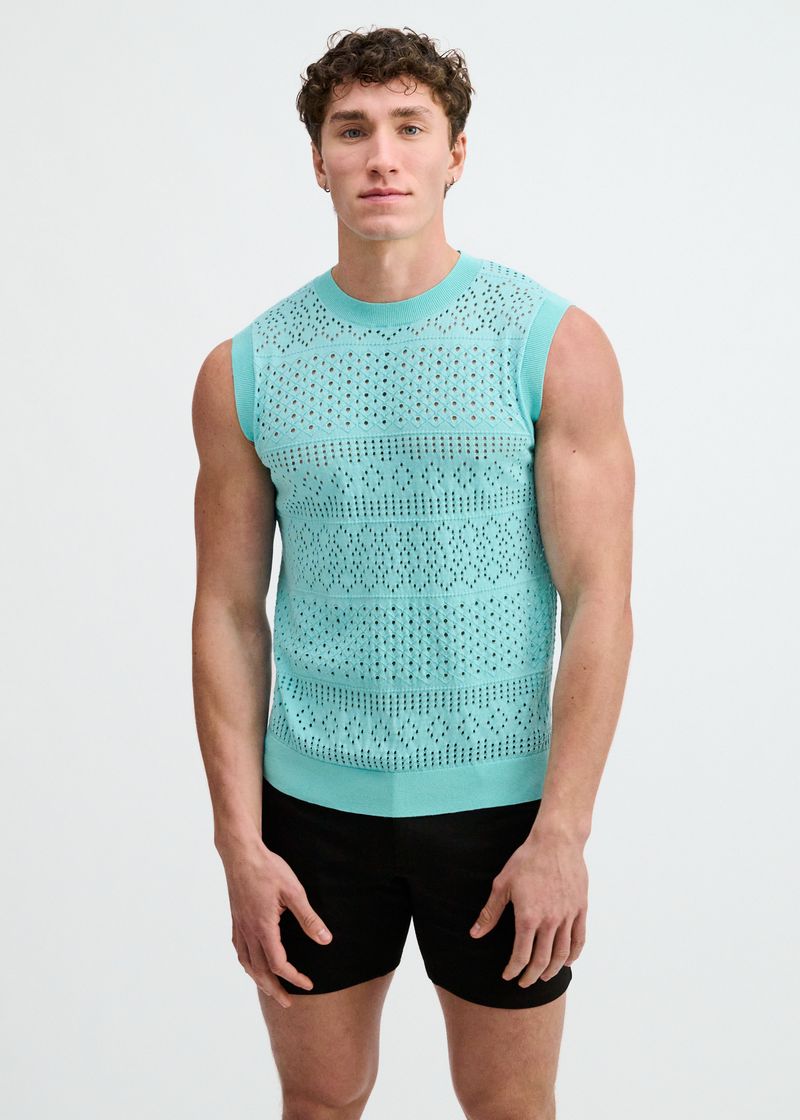 St33le Pointelle Open Knit Vest