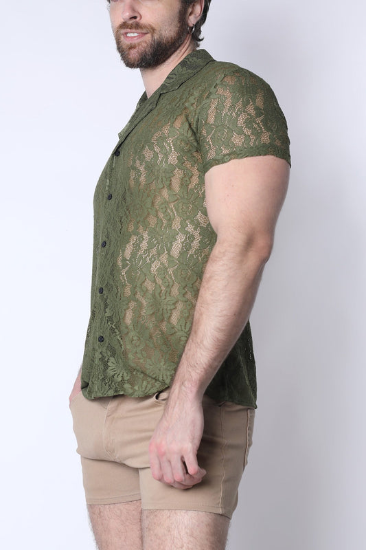 Timoteo Sorrento Button-Down Lace Shirt