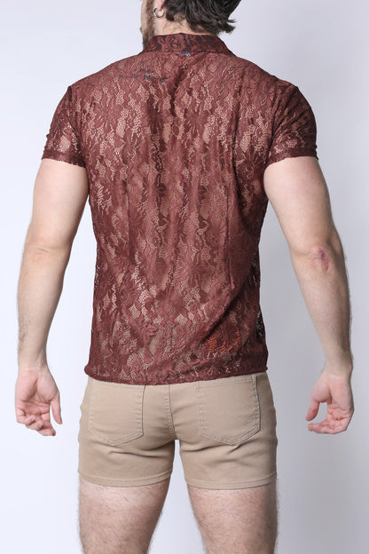 Timoteo Sorrento Button-Down Lace Shirt