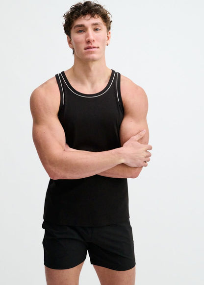 St33le Rib Stretch Cotton/Tencel Tank W/Pipping