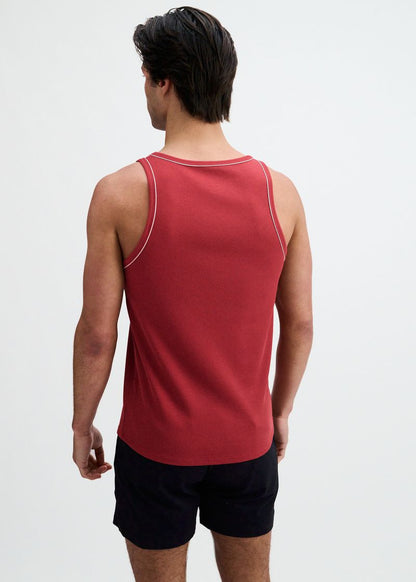 St33le Rib Stretch Cotton/Tencel Tank W/Pipping