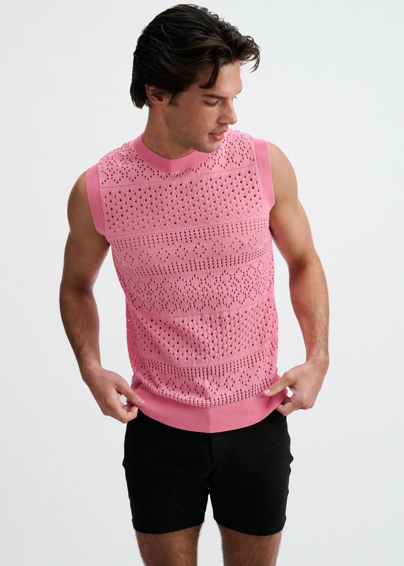 St33le Pointelle Open Knit Vest