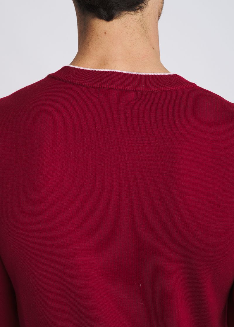 Postmarc Merlot V-Neck Wool Sweater