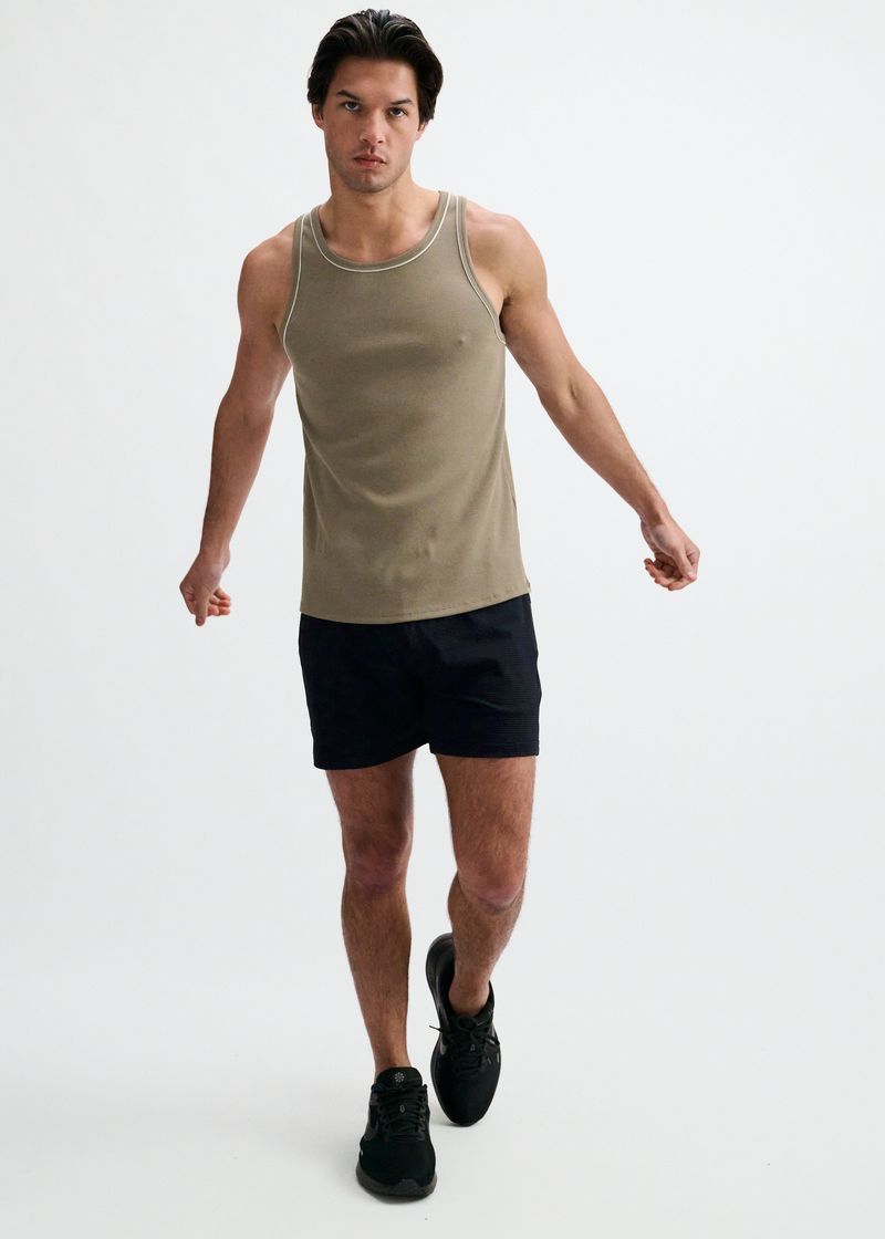 St33le Rib Stretch Cotton/Tencel Tank W/Pipping