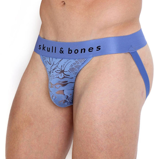 Skull & Bones Dragon Burnout Periwinkle Jockstrap