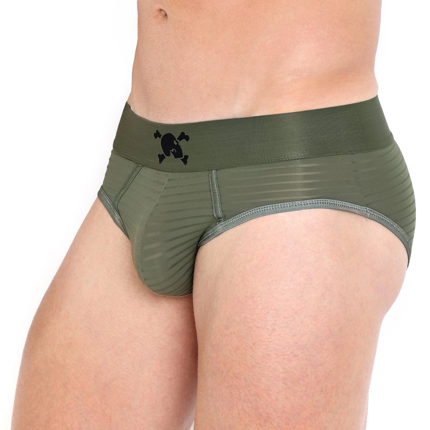 Skull & Bones Stripe Sheer Briefs