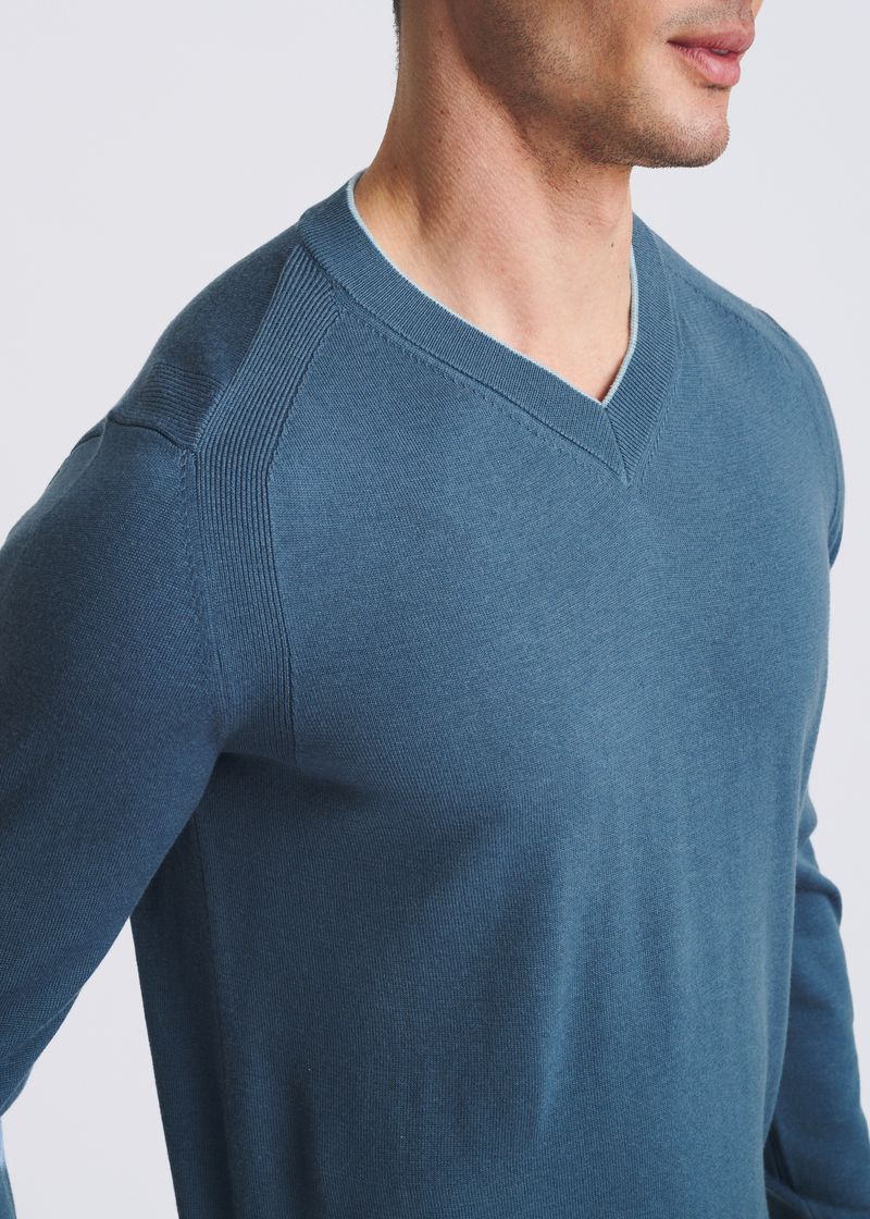 Postmarc Petrol V-Neck Wool Sweater