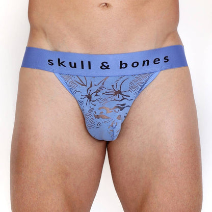 Skull & Bones Dragon Burnout Periwinkle Jockstrap