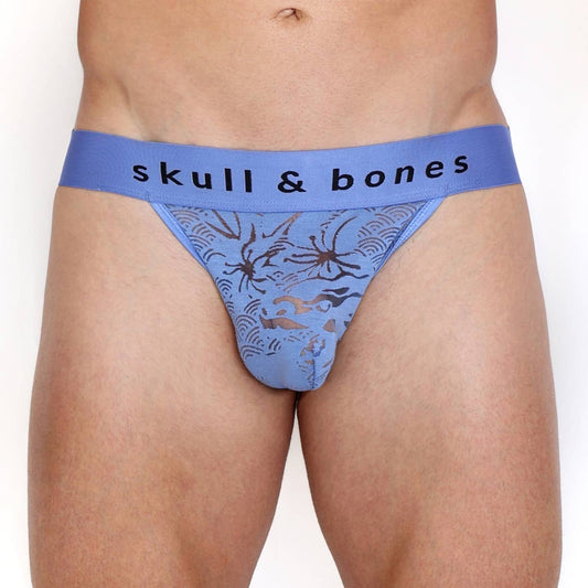 Skull & Bones Dragon Burnout Periwinkle Jockstrap