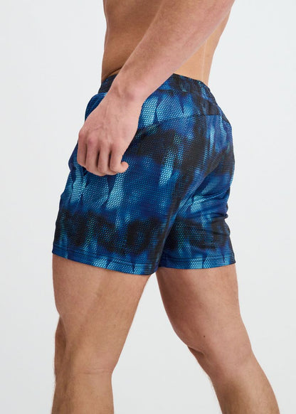 St33le Navy Abstract Printed Performance Mesh Short