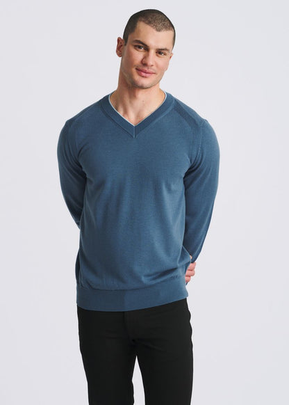 Postmarc Petrol V-Neck Wool Sweater