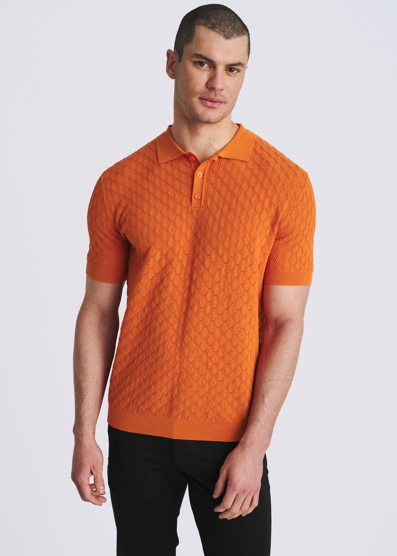 Postmarc Salsa Wave Textured Silk/Tencel Polo