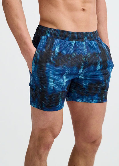 St33le Navy Abstract Printed Performance Mesh Short
