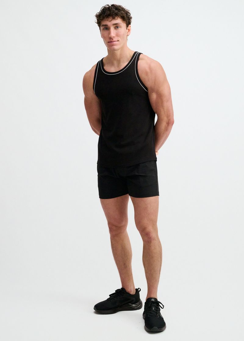 St33le Rib Stretch Cotton/Tencel Tank W/Pipping