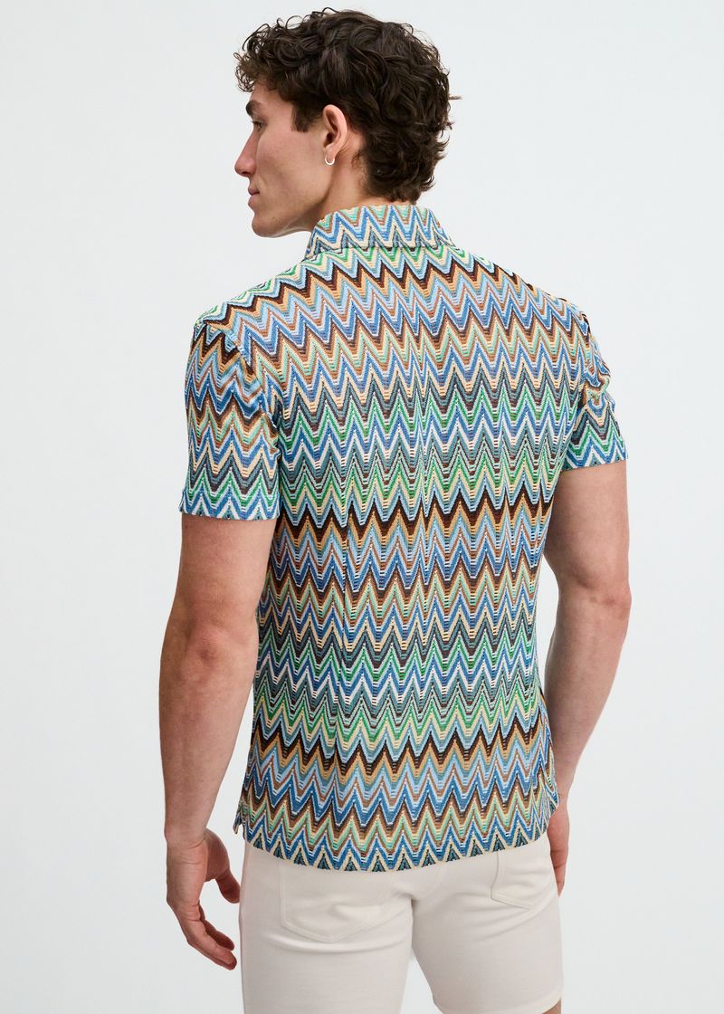 St33le Cobalt Open Knit Chevron SS Shirt