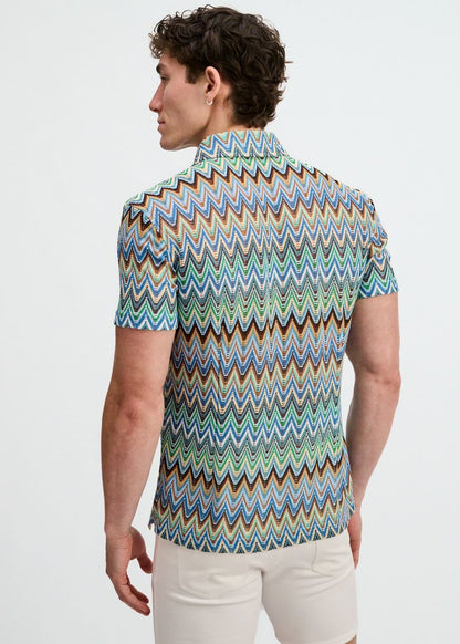 St33le Cobalt Open Knit Chevron SS Shirt