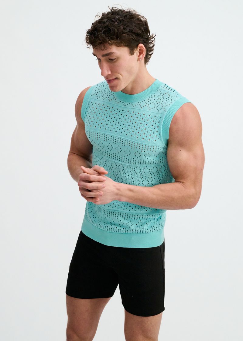 St33le Pointelle Open Knit Vest