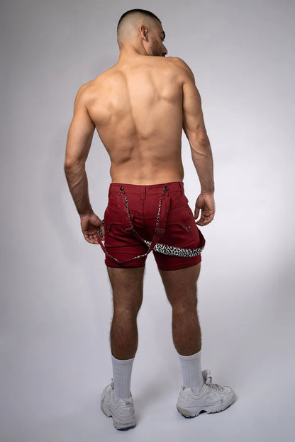Tiger Horse Jungle Collection Suspender Short w/ Leopard Print Lining