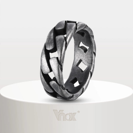 Vintage Oxidized Stainless Link Shaped Riing