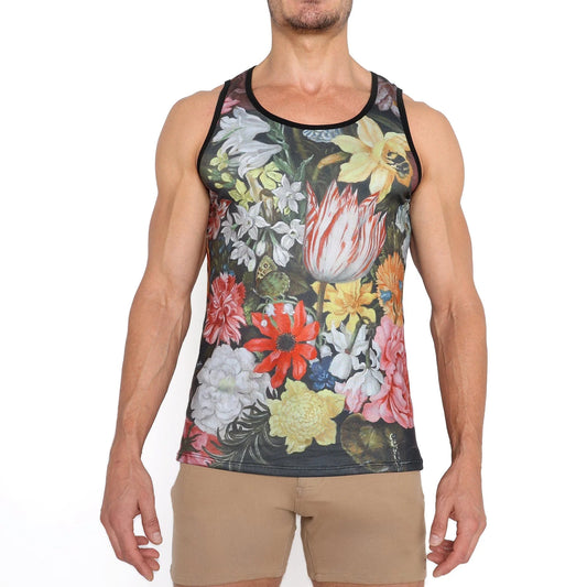 Skull & Bones Hand Painted Floral Tank