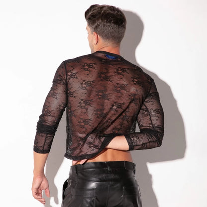 Code 22 Sheer Lace Long Sleeve Shirt