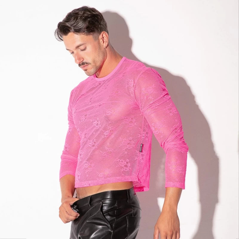 Code 22 Sheer Lace Long Sleeve Shirt