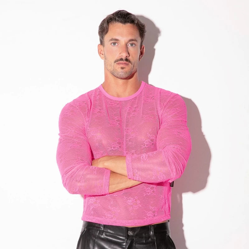 Code 22 Sheer Lace Long Sleeve Shirt