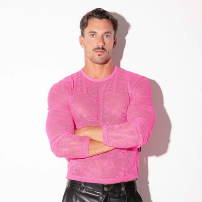 Code 22 Sheer Lace Long Sleeve Shirt