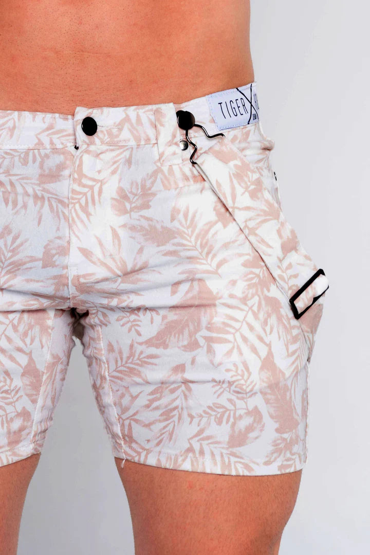 Tiger Horse Print Suspender Shorts