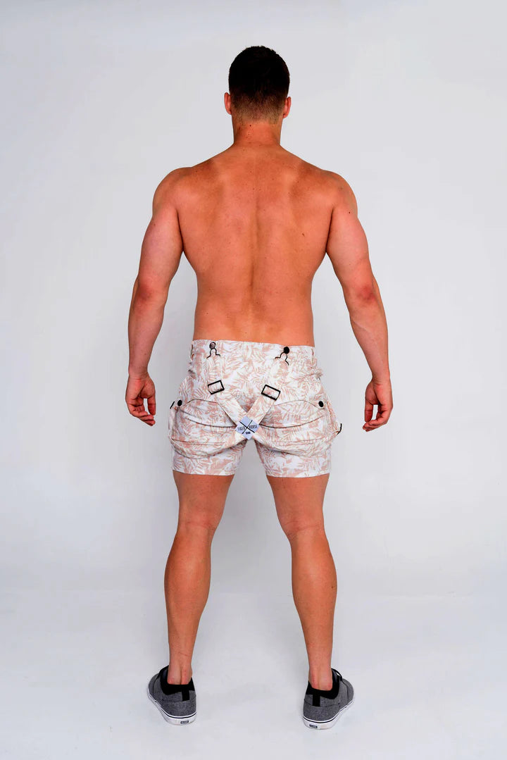 Tiger Horse Print Suspender Shorts