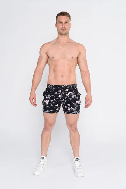 Tiger Horse Print Suspender Shorts