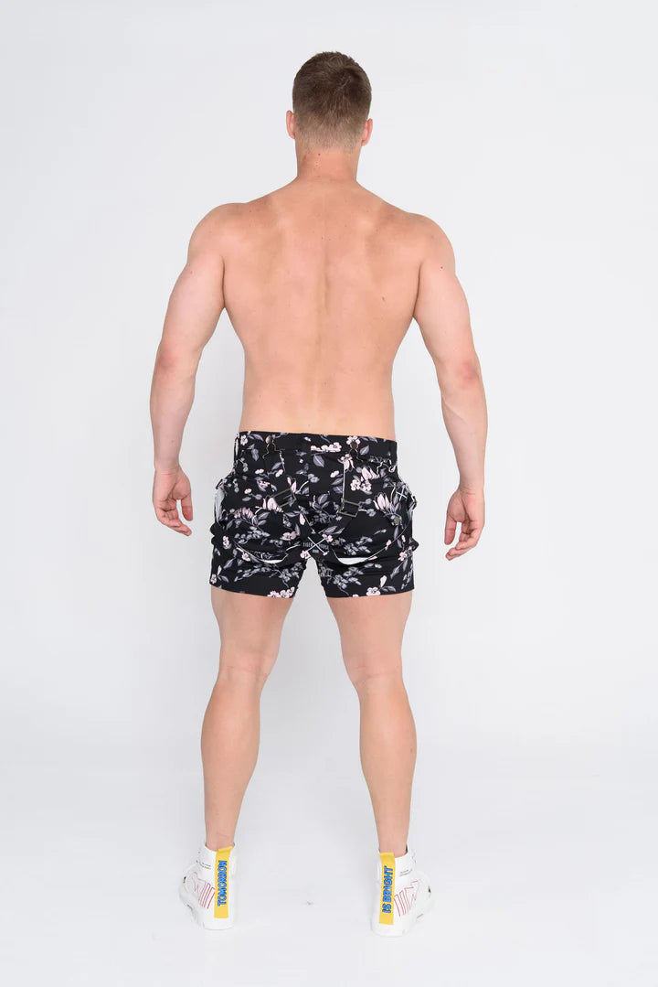 Tiger Horse Print Suspender Shorts