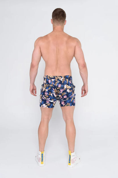 Tiger Horse Print Suspender Shorts