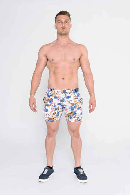 Tiger Horse Print Suspender Shorts