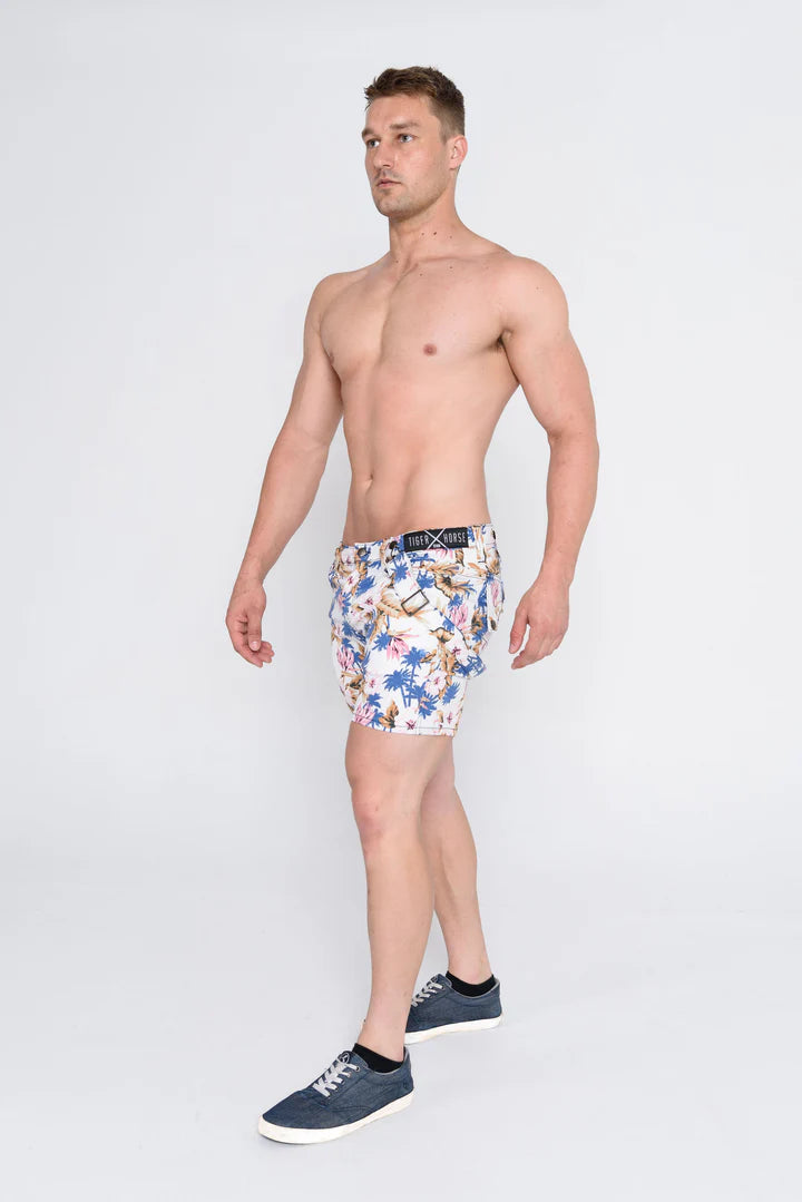 Tiger Horse Print Suspender Shorts