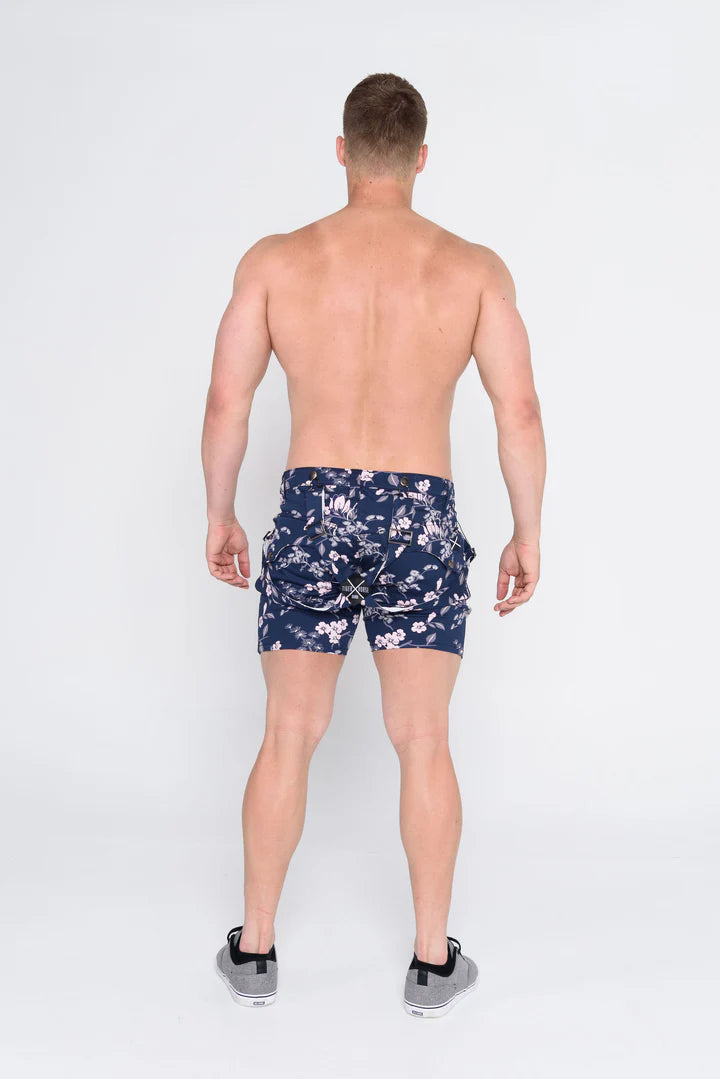 Tiger Horse Print Suspender Shorts